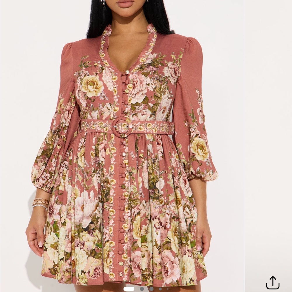 Mari Belted Floral Mini Dress